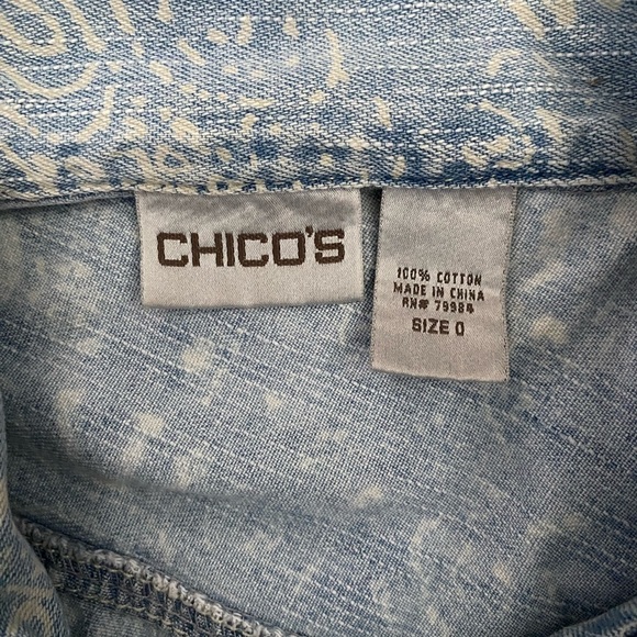 Chico's Cotton Denim Jacket / Shacket Sz O (Small), Lightweight, Patterned - Picture 6 of 9